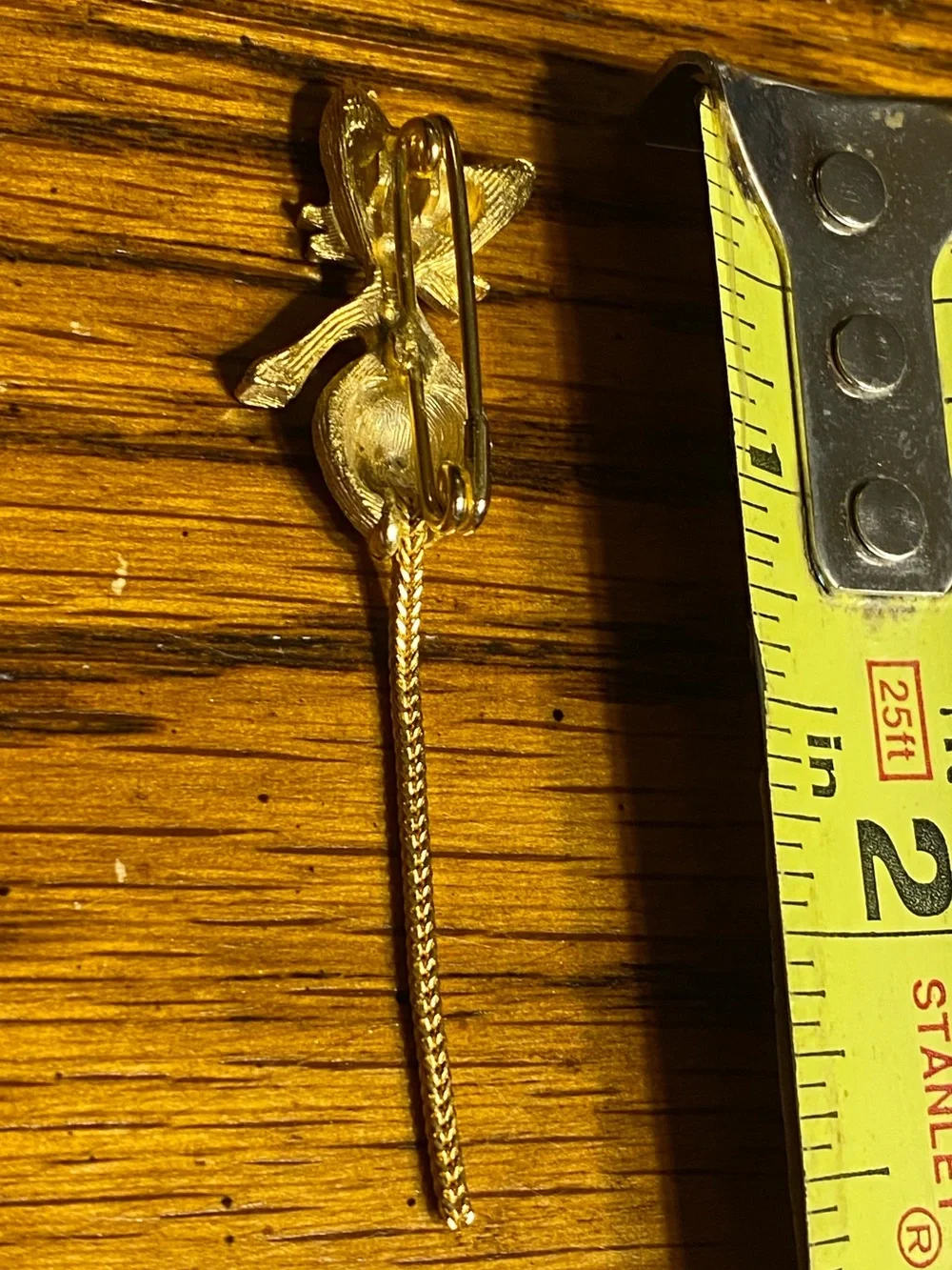 Vintage Whimsical Textured Gold Cat Pin Blue Rhinestone Eyes Articulated Tail